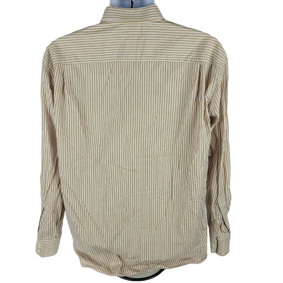 Van Laack Royal Button Front Shirt Mens Size Large Tan Striped Long Sleeve - Picture 3 of 7